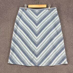 GAP Skirt Womens 6‎ Blue White Chevron Stripe Linen Cotton A Line Pockets Summer